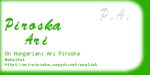 piroska ari business card